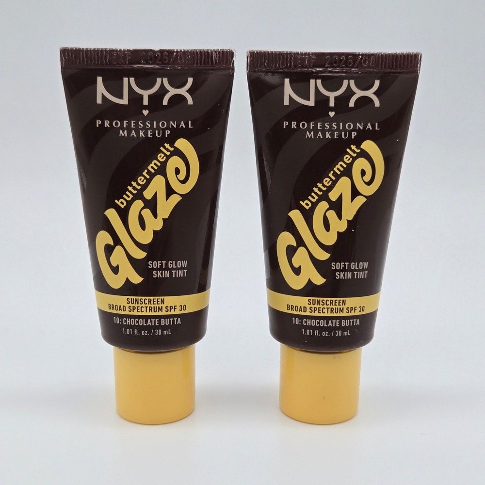 NYX Buttermelt Glaze Soft Glow Skin Tint 1.01 oz Chocolate Butta SPF 30 Lot of 2